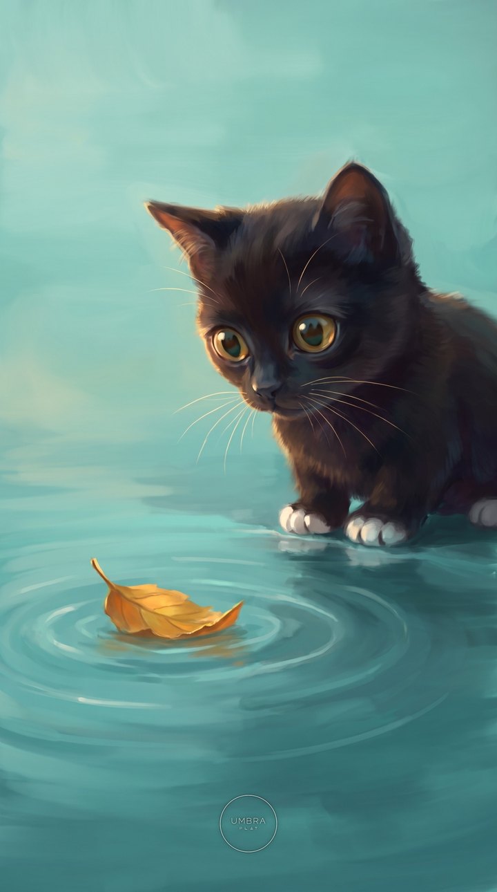 Tuxedo and the Leaf wallpaper